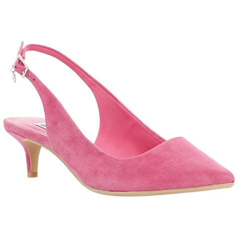 Dune Cathryn Slingback Kitten Heel Court Shoes Pink Suede