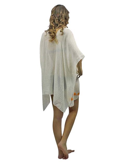 Embroidered Sheer White Beach Cover Up Tunic Top Ebay
