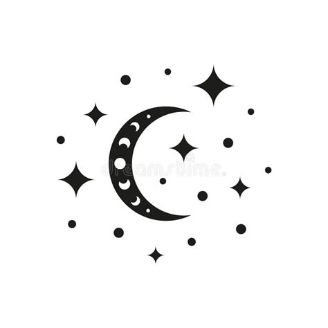 Boho Crescent With Moon Phases And Stars Stock Vector Illustration