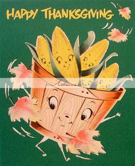 vintage thanksgiving greeting card corn harvest art image etsy vintage thanksgiving