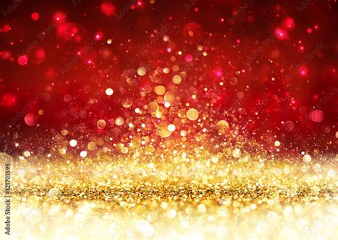 Christmas Background Golden Glitter On Shiny Red Stock Photo Adobe