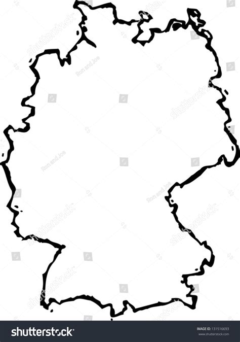 Black And White Vector Illustration Of Map Of Germany
