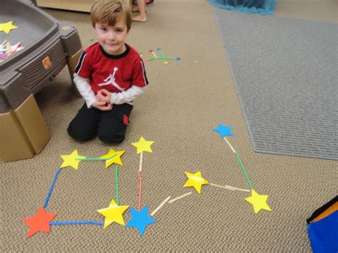 Constellation Building With Paper Stars Craft Sticks And Straws