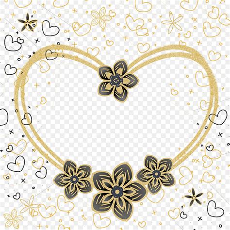 Gold Heart Frame Png Picture Black Gold Flower In Frame Heart Black