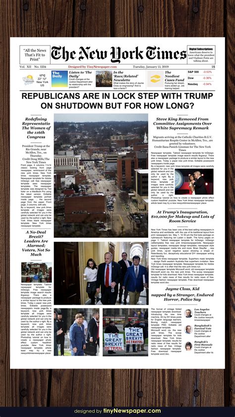 New York Times Front Page Template Page Template Newspaper Template