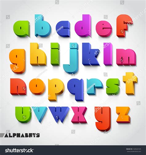 3d Alphabet Colorful Font Style Vector Stock Vector Royalty Free