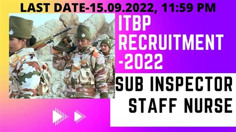 Recruitment Notification Of Itbp Sub Inspector Staff Nurse Itbp
