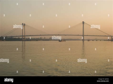 Second Hooghly Bridge At Sunset Kolkata West Bengal India Stock