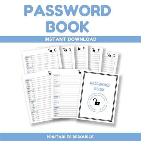 Password Book Passwords Large Print Printable Password Password Tracker