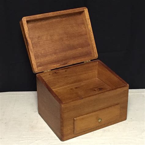 homemade wooden oak box with drawer and hinged lid keepsake box jewelry box