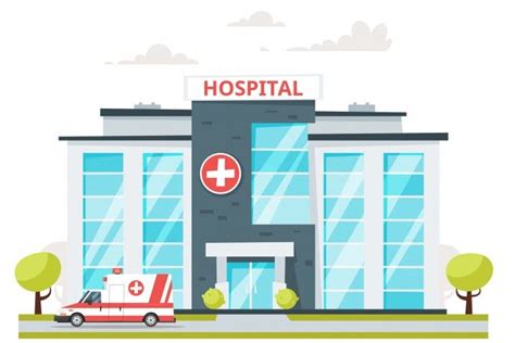 Hospital Building And Doctors By Cartoon Time