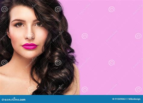 Girl With Long And Shiny Wavy Hair Beautiful Model Curly Hairstyle