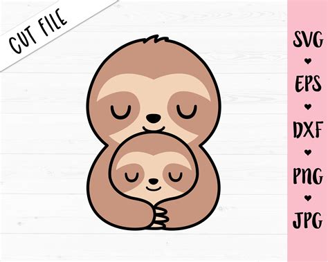 Sloth Hug Svg Cute Mama Sloth Baby Mothers Day Love Mom Etsy Uk