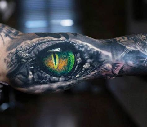 Stunning Dragon Eye Tattoo In 3 Vibrant Colors