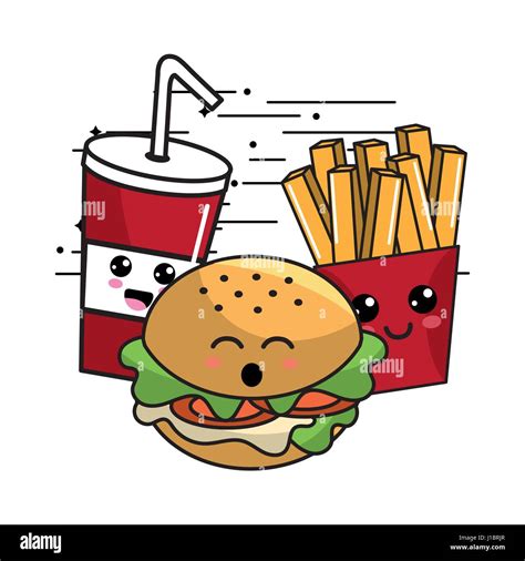 Kawaii Fast Food Icon Adorable Expression Stock Vector Image And Art Alamy