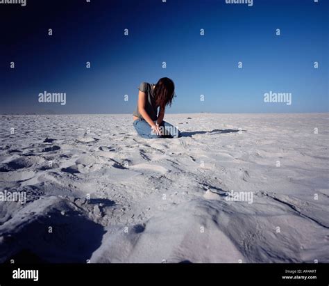 A Woman Lost In The Desert Stock Photo Alamy