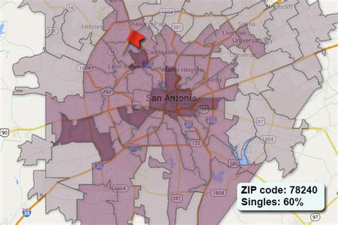 Map 20 San Antonio Zip Codes With The Highest Percentage Of Singles
