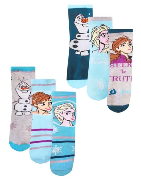 Disney Frozen 2 Assorted 6 Pack Girls Elsa Anna And Olaf Official Character Socks 2199 Picclick