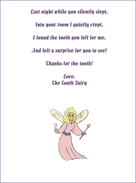 Tooth Fairy Letter Free Tooth Fairy Tooth