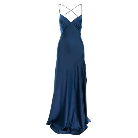 Seville Satin Maxi Dress In Navy Roserry Wolf And Badger