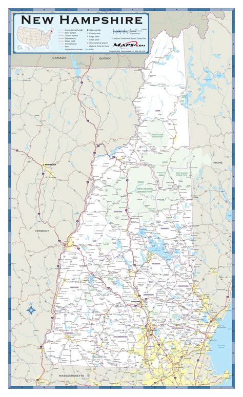 New Hampshire County Highway Wall Map By Mapsales