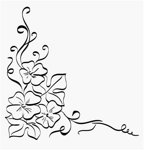 Download #frames #frame #border #borders #corners #corner #flowers - Vector Flower Line Art Png ...