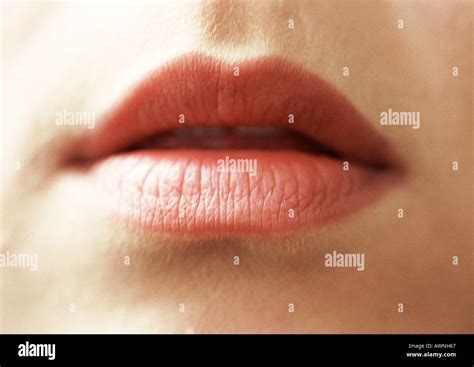 Close Up Of Womans Mouth Lips Parted Stock Photo Alamy