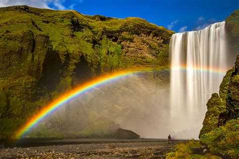 Skogafoss Waterfall And Rainbow Iceland Photograph By