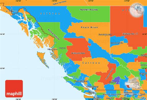 Political Simple Map Of British Columbia