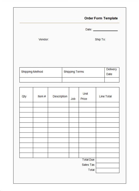 Order Form Template Charlotte Clergy Coalition