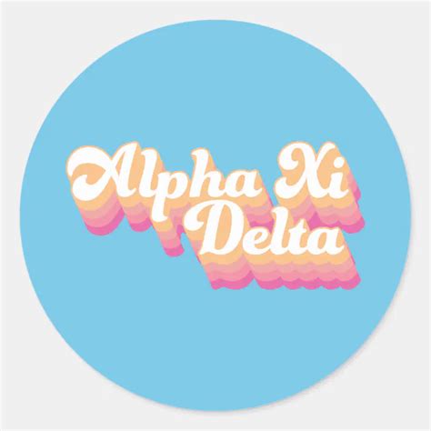 Alpha Xi Delta Groovy Script Classic Round Sticker Zazzle