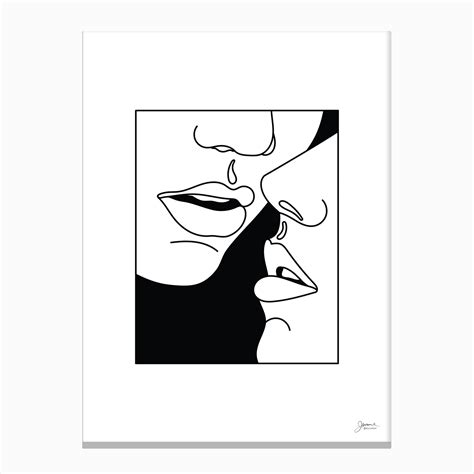 Kiss Me In Black And White Canvas Print Black And White Canvas White Canvas Art Canvas Prints