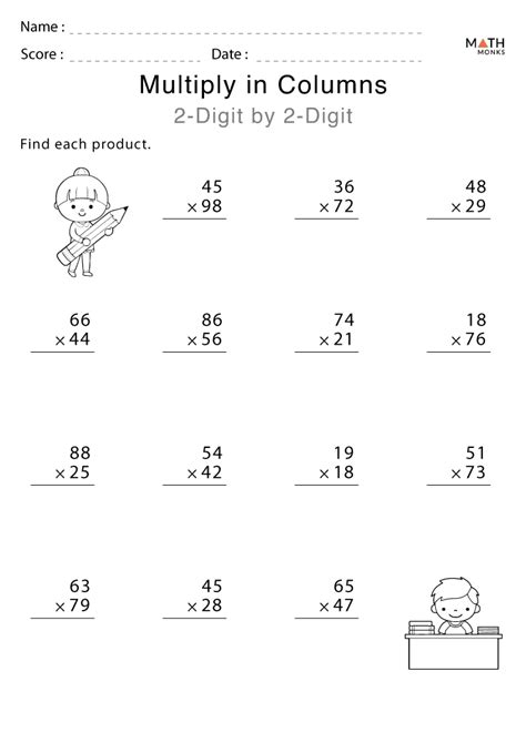 Double Digit Multiplication Worksheets Math Monks