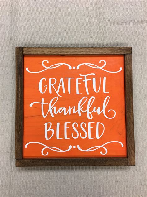 Grateful Thankful Blessed Wood Sign Fall Decor Etsy