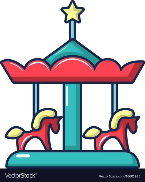 Carousel With Horses Icon Cartoon Style Royalty Free Vector