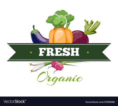 Natural Fresh Food Vegetables Logo Badge Vector Image