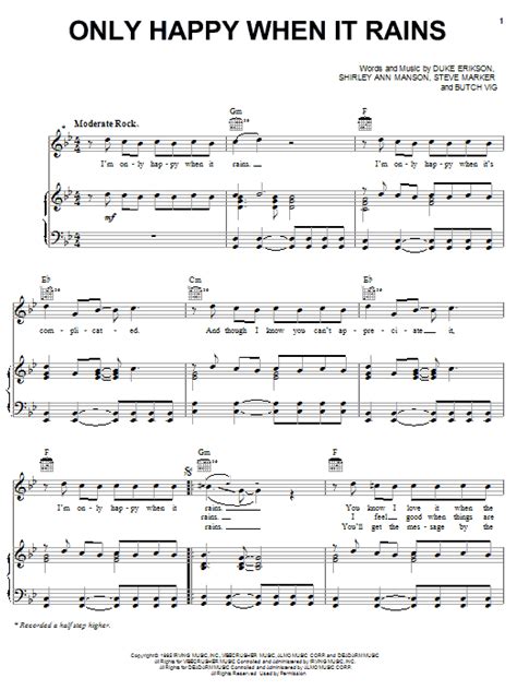 Garbage Only Happy When It Rains Sheet Music Pdf Notes Chords Rock