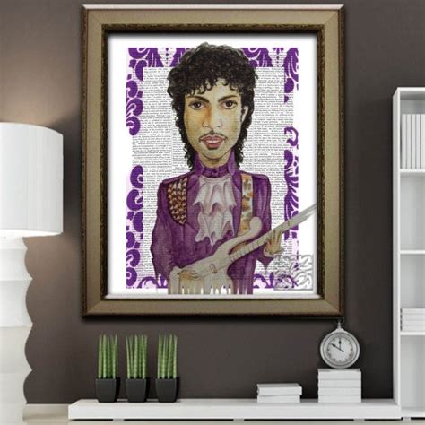 Prince Art Print Watercolour Painting Purple Rain With Guitar Etsy