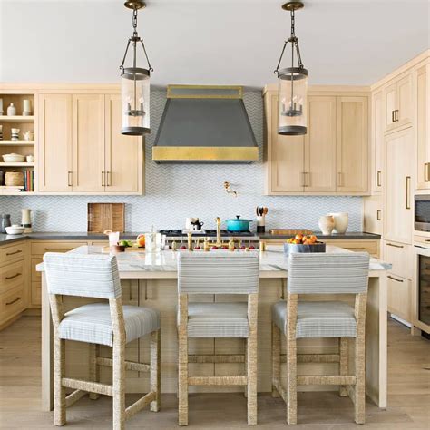 Get free shipping on qualified oak kitchen cabinets or buy online pick up in store today in the kitchen department. Bleached white oak cabinets with blue tile, blue and woven barstools. Design by Joey Luke ...