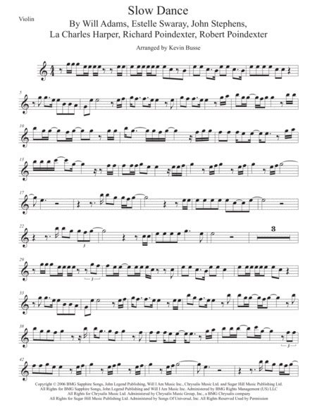 Slow Dance Violin Easy Key Of C Music Sheet Download