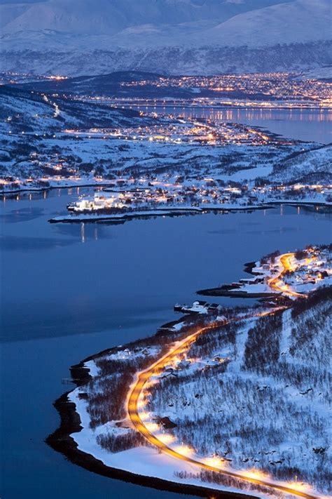 Fondos De Pantalla Luces De La Ciudad De Tromso Noruega Noche De