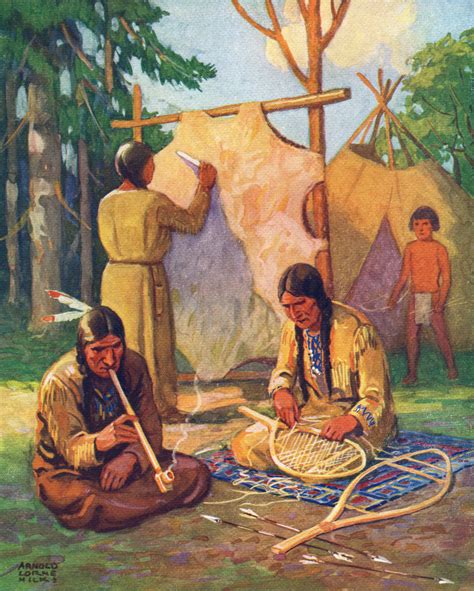 Illustration Of Daily Life In Native American Village Posters And Prints