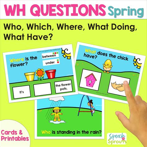 Spring Wh Questions Speech Therapy Cards And Worksheets Speech Sprouts