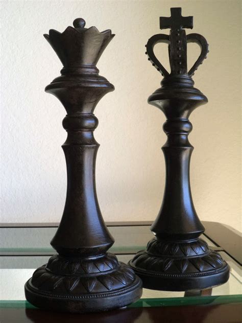 When learning the game of chess, there is no place more important to begin than with the pieces. Large CHESS Pieces King Queen Distressed Modern Home ...