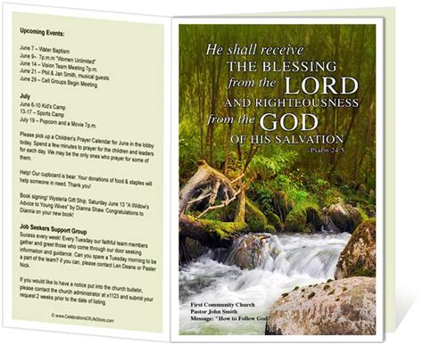 Church Bulletin Templates River Church Bulletin Template With Psalm