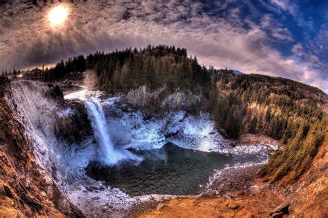 Waterfalls Scenery Forests Usa Washington Snoqualmie Falls