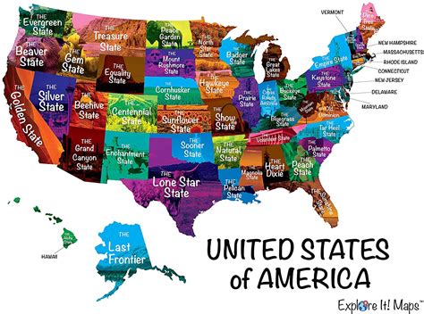 Map of every US state Nickname : MapPorn