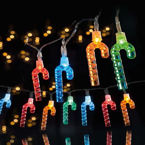 20 Multi Coloured Led Candy Cane Light String Christmas Decoration Bo