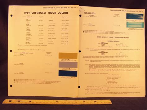 Chevrolet Truck Paint Colors Chip Page General Motor Corporation