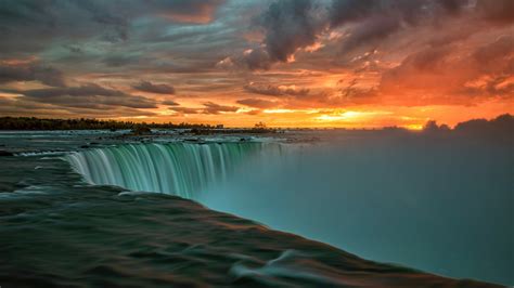 Nature Landscape Sunset Clouds Water Niagara Falls
